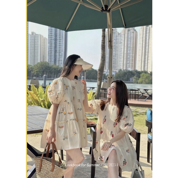 ĐẦM BBD XÔ THÊU HOA XẾP LY