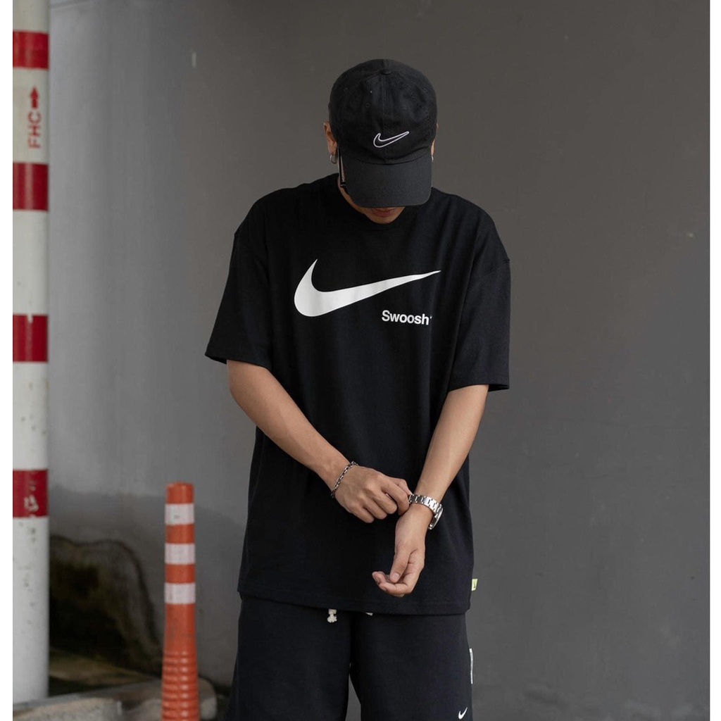 áo thun nam nữ NIKE BASIC SWOOSH Cotton 100%, Form Oversize cao cấp VNXK ảnh thật định lượng vải 250GSM