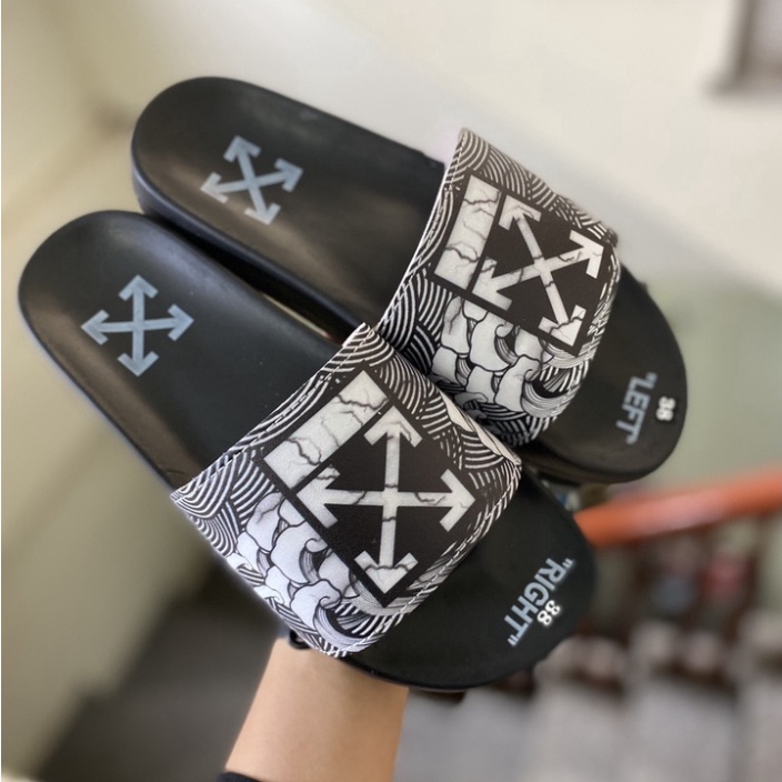 Dép Off white Nam Hàng Like_Au Đẹp Full Box , Dép Nam Họa Tiết Kẻ Sọc Đen Trắng Siêu Hót 2023 Đế Đúc Cao Su | BigBuy360 - bigbuy360.vn