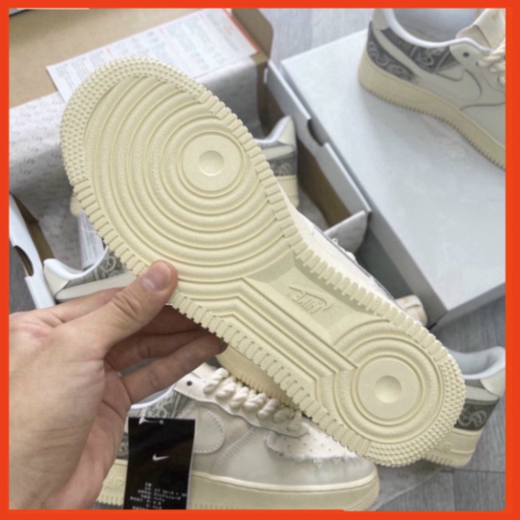 34 3 Giày thể thao AF1 dây thừng họa tiết Paisley màu kem, Giày sneaker thổ cẩm dây thừng nam nữ full bill box đi siêu ê | BigBuy360 - bigbuy360.vn