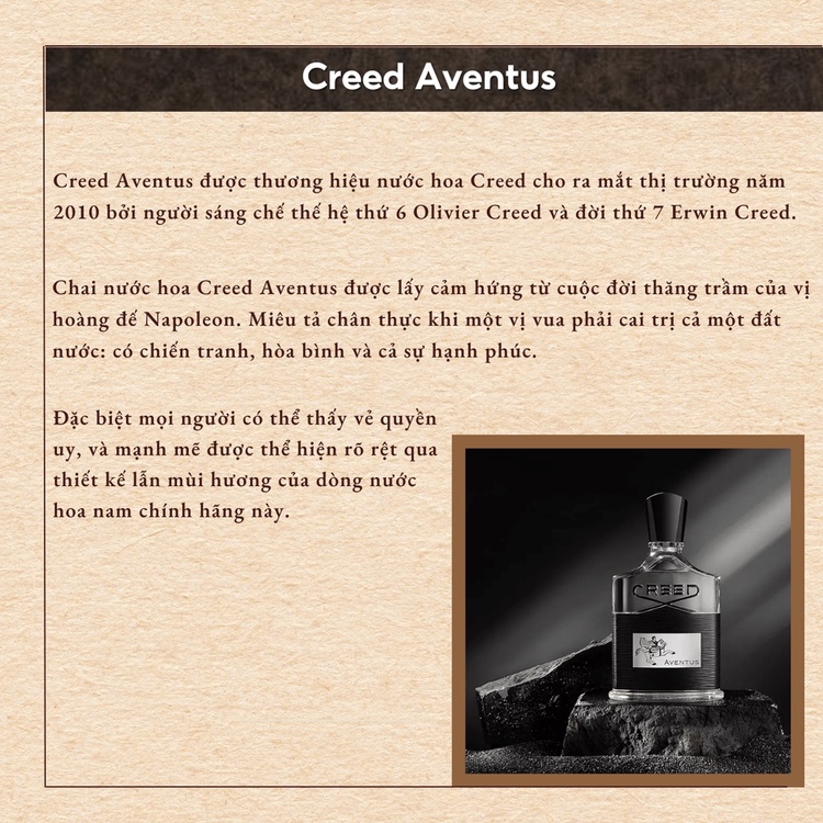 Nước hoa Nam Creed Aventus Mini Chiết 10ml Chính Hãng Thơm Lâu, Quyền lực, Nam tính, Hấp dẫn, Tinh tế