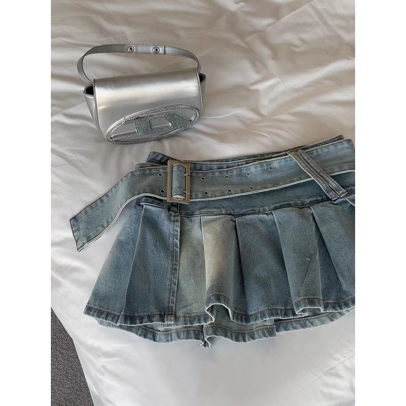 Jiashucheng Chân Váy Denim Xếp Ly Lưng Cao Dáng Ôm Size Lớn Phong Cách Xuân Hè Mới Cho Nữ