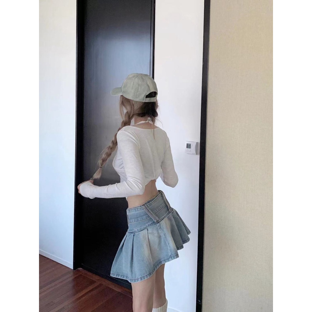 Jiashucheng Chân Váy Denim Xếp Ly Lưng Cao Dáng Ôm Size Lớn Phong Cách Xuân Hè Mới Cho Nữ