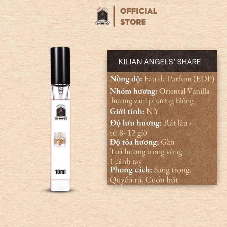 mẫu thử nước hoa unisex kilian angle share chiết 10ml, hương thơm phù hợp bốn mùa, ngày và đêm Xqoffical | BigBuy360 - bigbuy360.vn