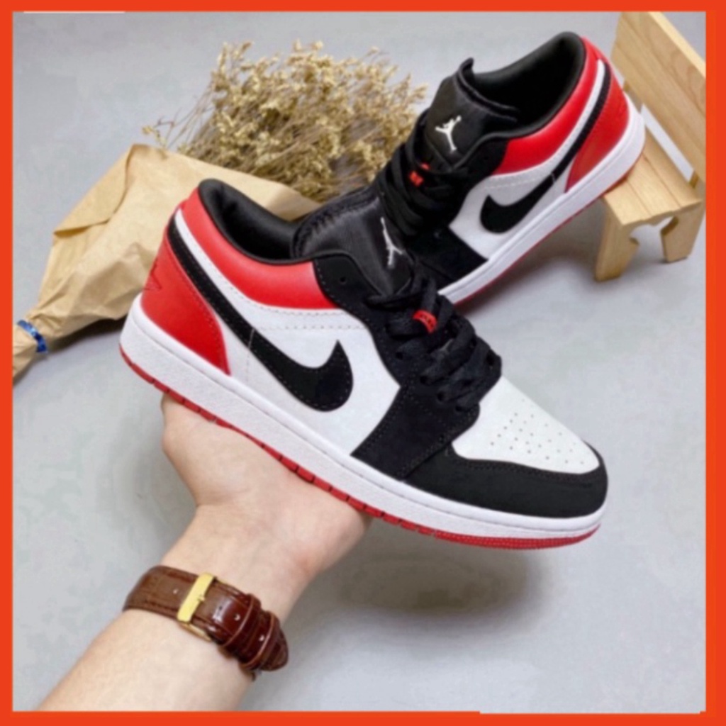 34 3 [FREE SHIP] Giày JD1 cổ thấp  low đỏ đen thời trang hàng đẹp full boxbill Xmenshop2 3 01