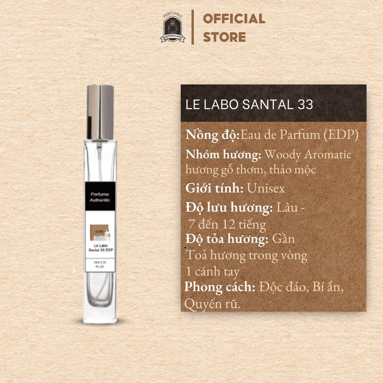 Nước Hoa Unisex Chiết Mini Santal 33 EDP Mẫu Thử 10ml