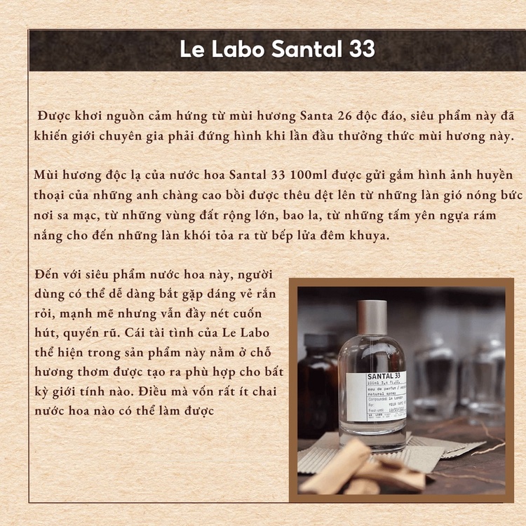 Nước Hoa Unisex Chiết Mini Santal 33 EDP Mẫu Thử 10ml