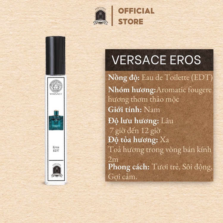 Nước Hoa  Nam Versace Eros Chiết Mini 10ml - Dầu Thơm Chính Hãng Thơm Lâu Giá Rẻ