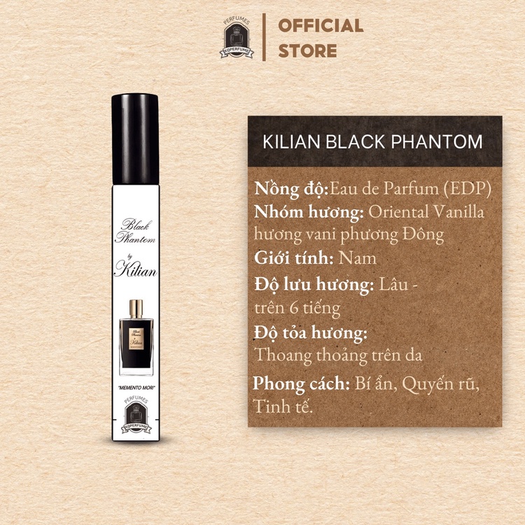 nước hoa unisex chiết 10ml kilian black phantom memento mori. Lưu hương lâu, quyến rũ, thu hút Xqstoree