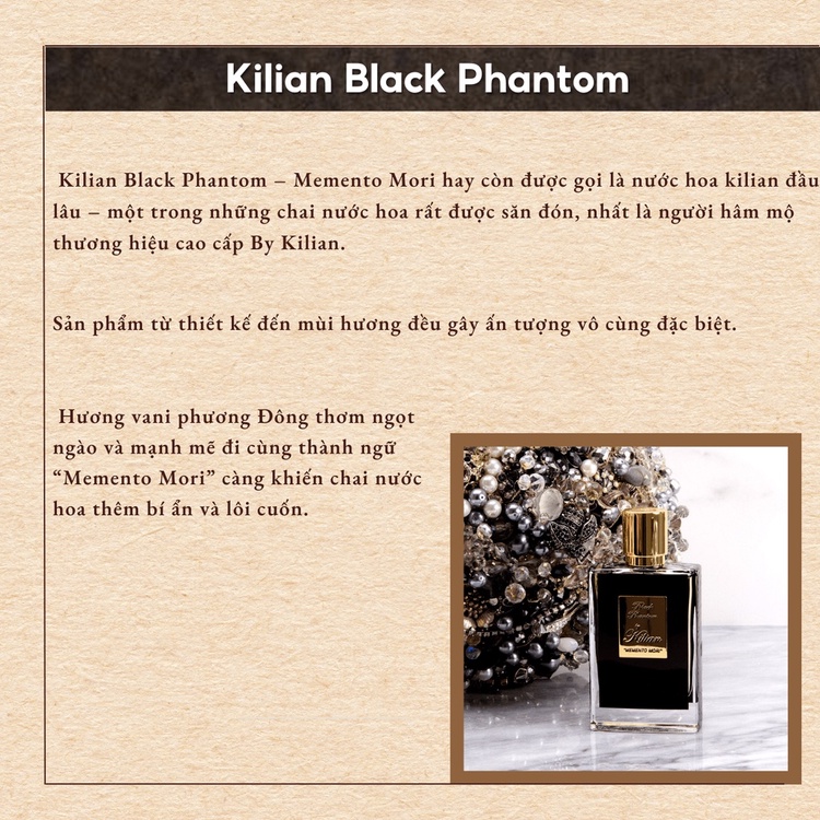 nước hoa unisex chiết 10ml kilian black phantom memento mori. Lưu hương lâu, quyến rũ, thu hút Xqstoree