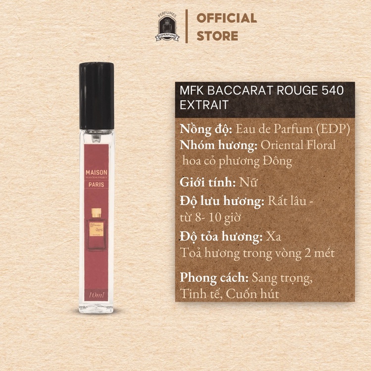 nước hoa chiết mfk baccarat rouge edp 10ml, nước hoa unisex đẳng cấp sang trọng Xqoffical | BigBuy360 - bigbuy360.vn