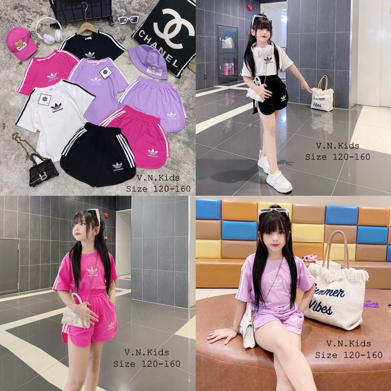 Bộ thể thao thêu Daspalen cho Bé chất lừ đón hè size đại 17kg - 42kg