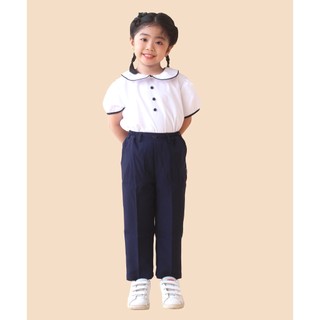 Áo sơ mi trắng đồng phục học sinh nữ tay bèo, xinh- đẹp - rẻ, áo đi học cho bé gái cấp 1, cấp 2 - Jadiny