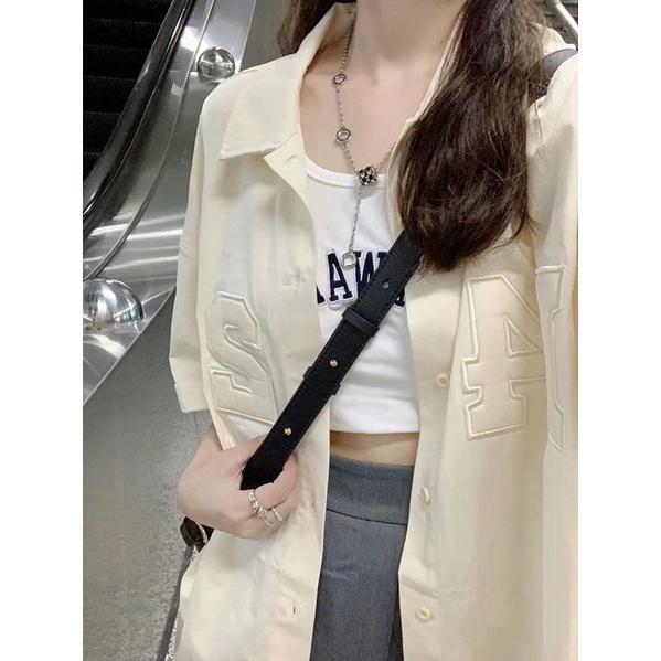 Jiashucheng Áo Sơ Mi Ngắn Tay In Chữ Phong Cách Hàn Quốc Dễ Phối Đồ Mùa Hè Mới Cho Nữ Sinh