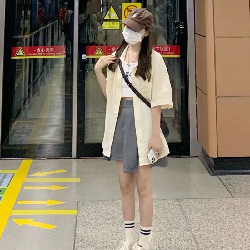 Jiashucheng Áo Sơ Mi Ngắn Tay In Chữ Phong Cách Hàn Quốc Dễ Phối Đồ Mùa Hè Mới Cho Nữ Sinh