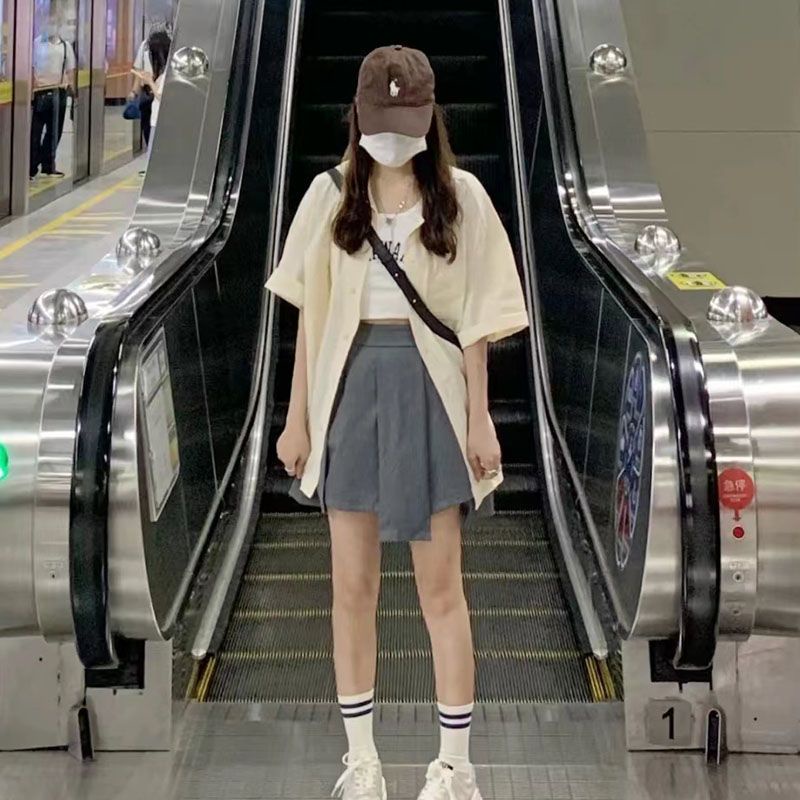 Jiashucheng Áo Sơ Mi Ngắn Tay In Chữ Phong Cách Hàn Quốc Dễ Phối Đồ Mùa Hè Mới Cho Nữ Sinh