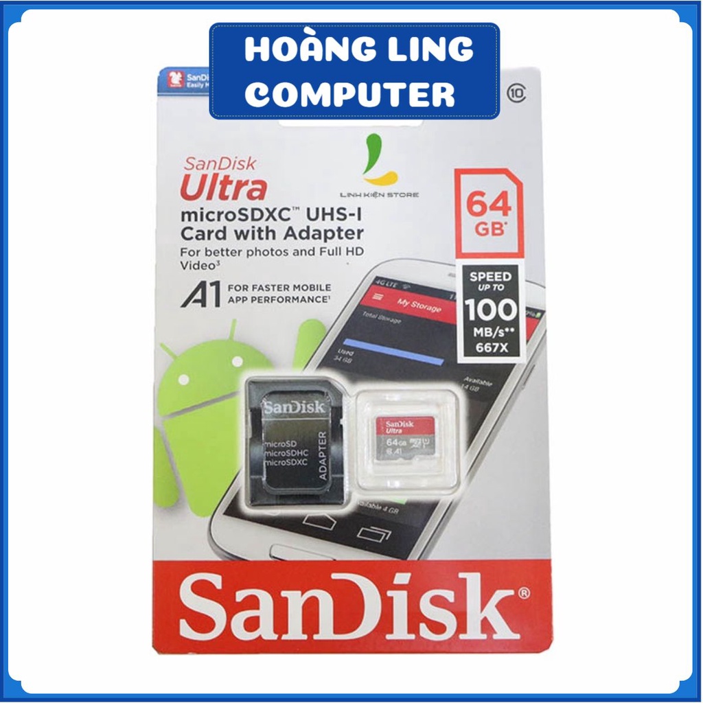 Thẻ nhớ Micro SD HC 32GB 64GB 128GB SanDisk Netac DSS Lexar Ultra Class 10 667x 100MB/s giao ngẫu nhiên LILOPC