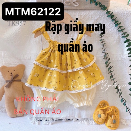 Rập Bộ Cho Bé Gái Mã 62122 (Rập Giấy Bộ Gồm Quần Và Áo 2 dây Cho Bé)