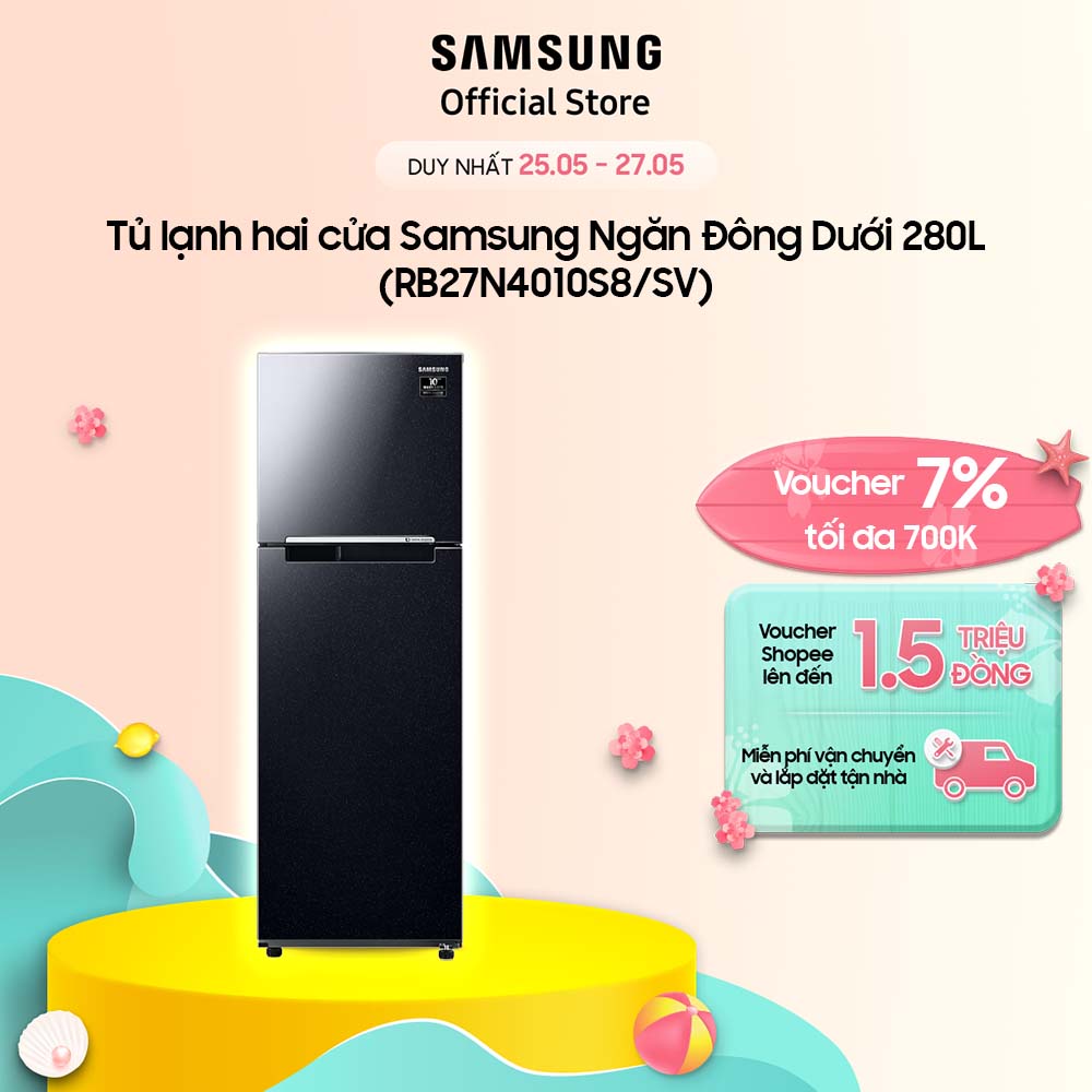 Tủ lạnh hai cửa Samsung Ngăn Đông Dưới 280L RB27N4010S8/SV