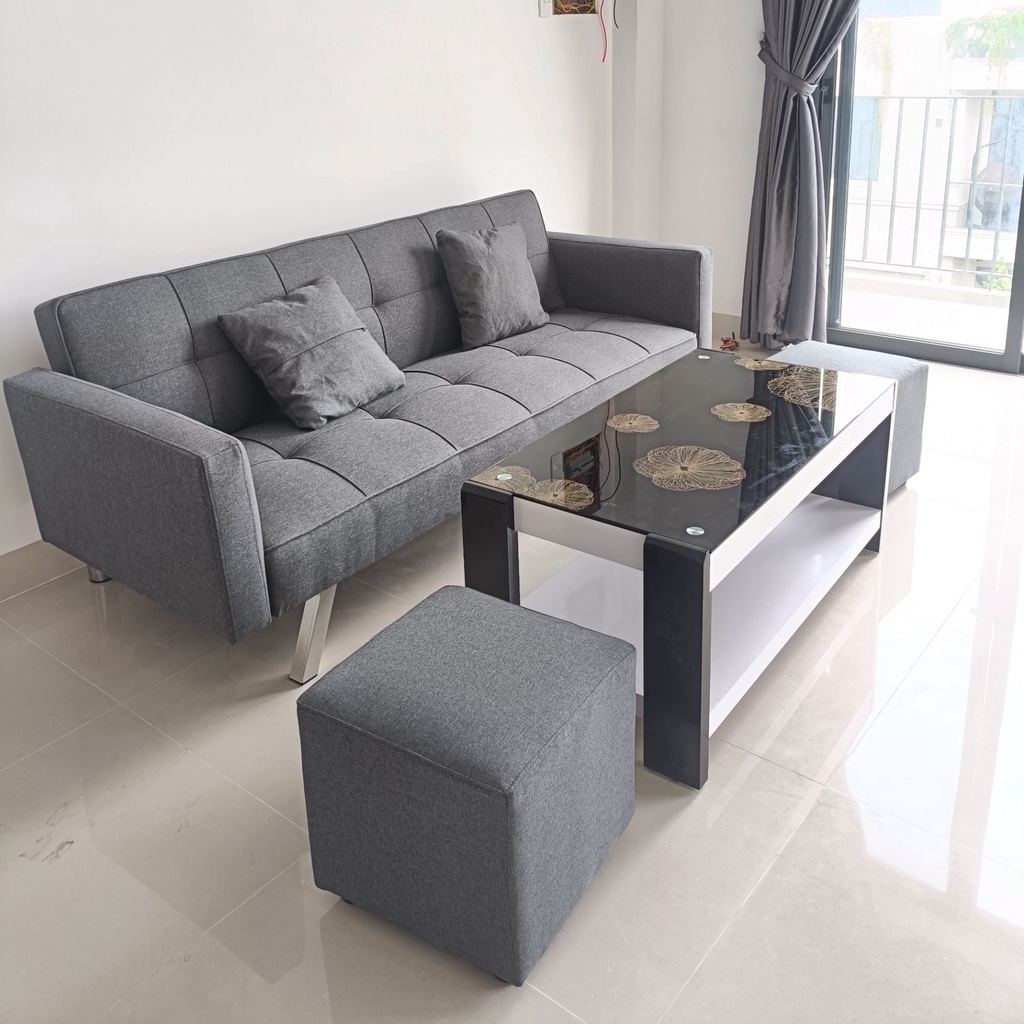Bộ ghế ngồi bed 6 món đặt phòng tiếp đón khách siêu sang, sofa giường nằm Xám bố hàng hiệu - bh 12 tháng