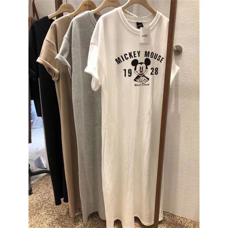 Jiashucheng Đầm Thun Dài Qua Gối Ngắn Tay Dáng Rộng Phong Cách Mới Mùa Hè Kích Thước Lớn Cho Nữ