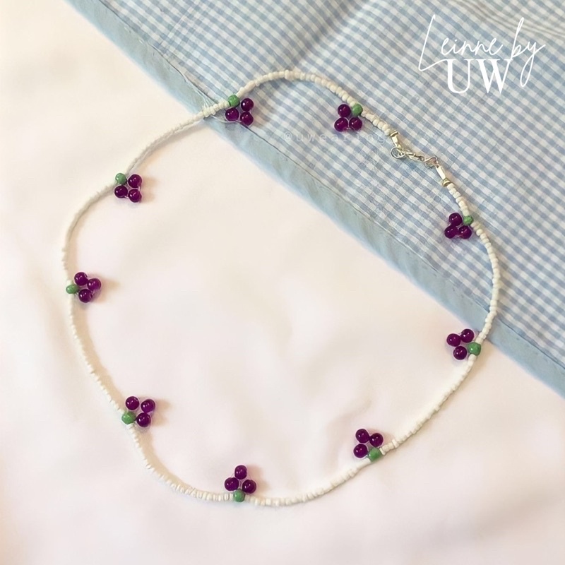 Vòng cổ hạt cườm UW sweet grape phong cách vintage, nhẹ nhàng