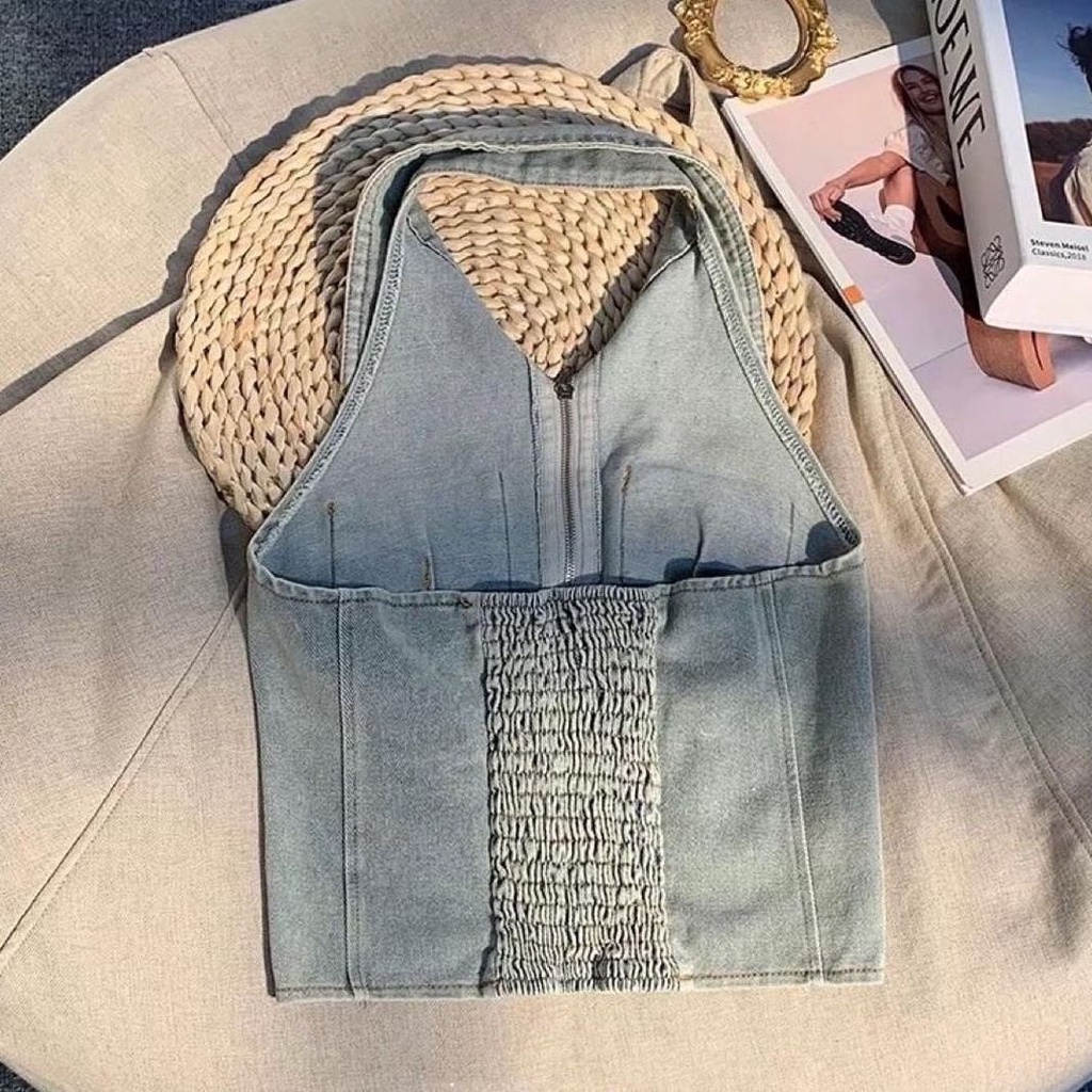 Jiashucheng Áo Khoác Denim Ngắn Có Dây Kéo Phong Cách Đường Phố Kiểu Phương Tây Thời Trang Mùa Hè Cho Nữ Range Rover