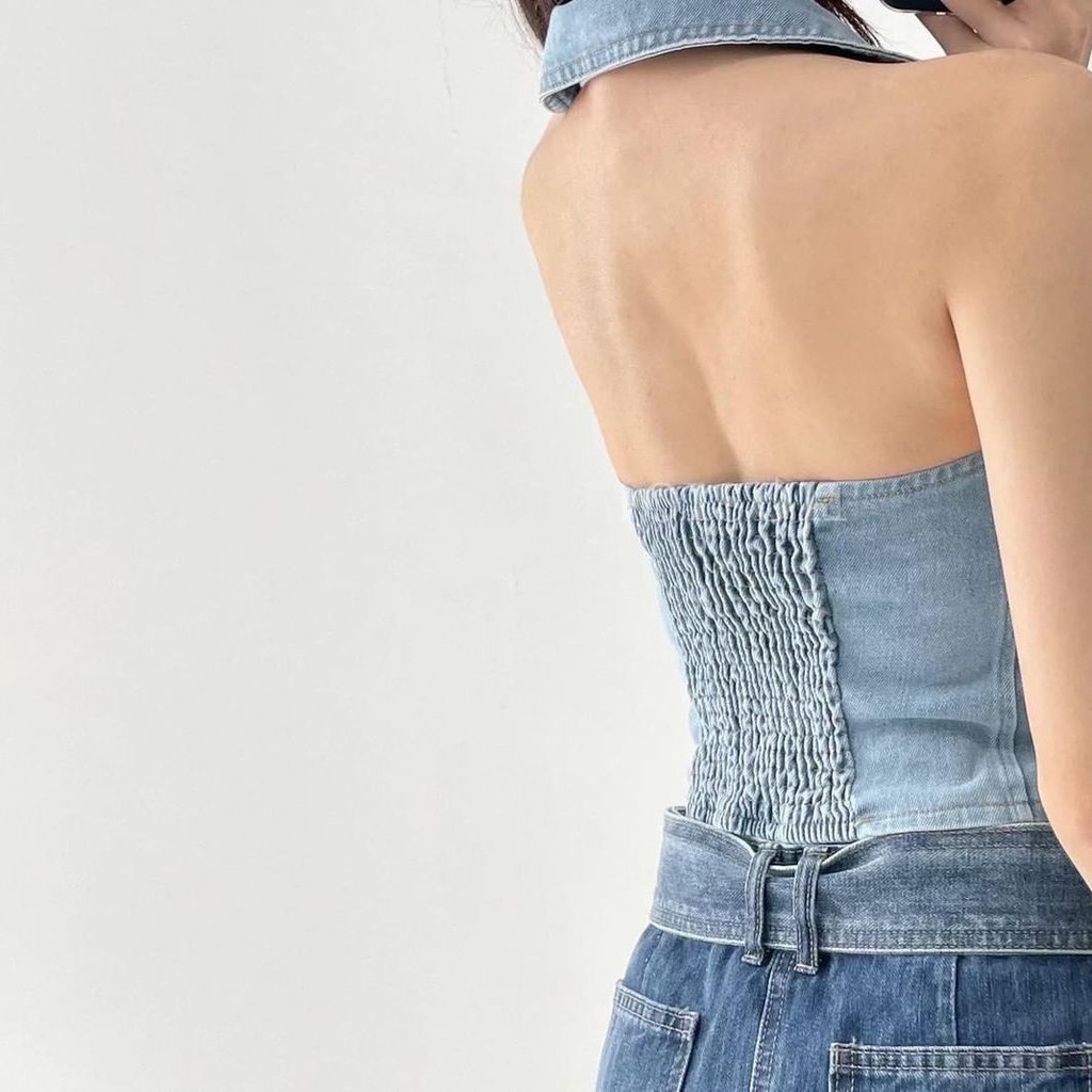 Jiashucheng Áo Khoác Denim Ngắn Có Dây Kéo Phong Cách Đường Phố Kiểu Phương Tây Thời Trang Mùa Hè Cho Nữ Range Rover