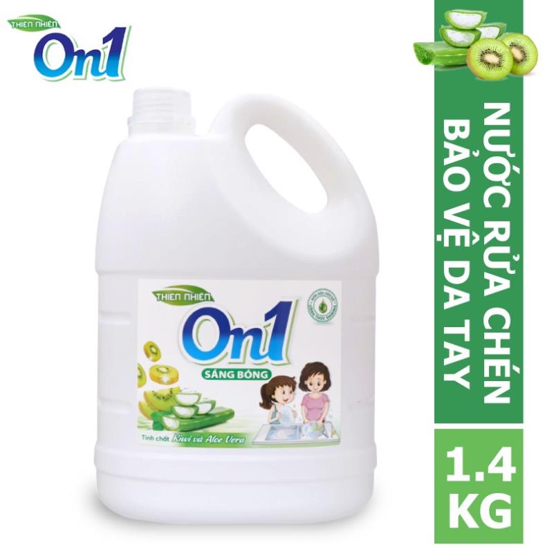 Nước rửa chén, nước rửa bát On1 thiên nhiên tinh chất Kiwi & Aloe Vera, sáng bóng bảo vệ da tay - Happy Home 4U