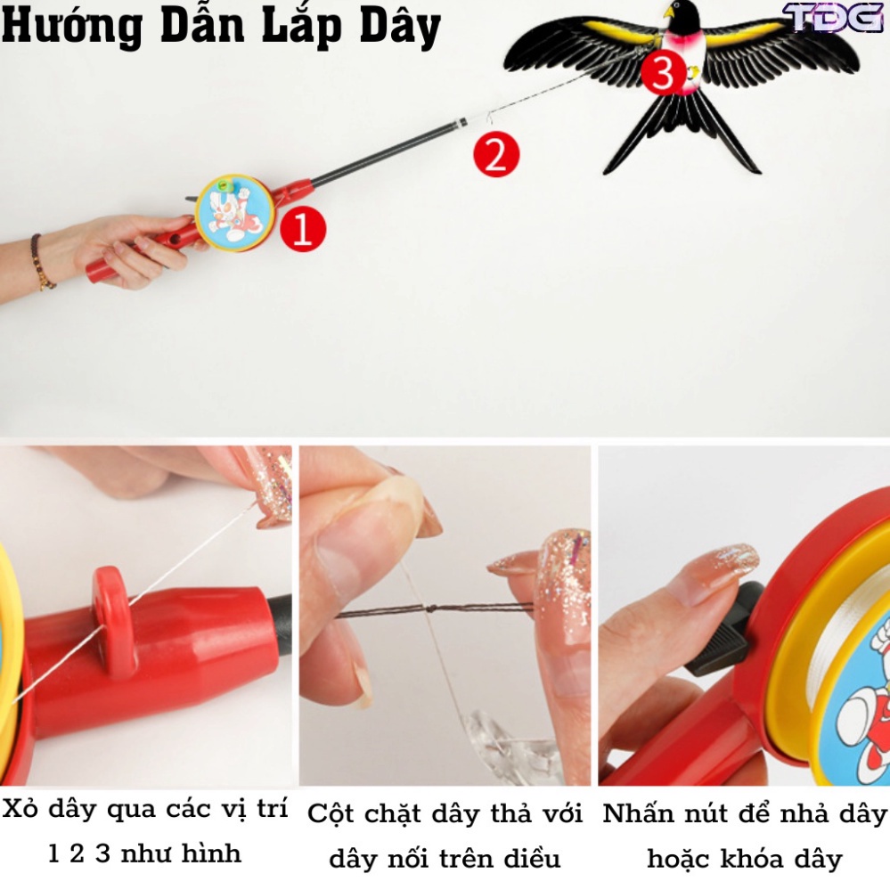 Đồ Chơi Diều Cần Câu 3D Mini TDG Cho Bé Họa Tiết Hoạt Hình Dễ Thương Kèm Cần Câu Và Dây Thả 30M