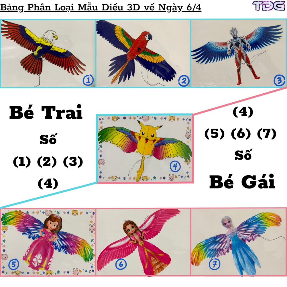 Đồ Chơi Diều Cần Câu 3D Mini TDG Cho Bé Họa Tiết Hoạt Hình Dễ Thương Kèm Cần Câu Và Dây Thả 30M