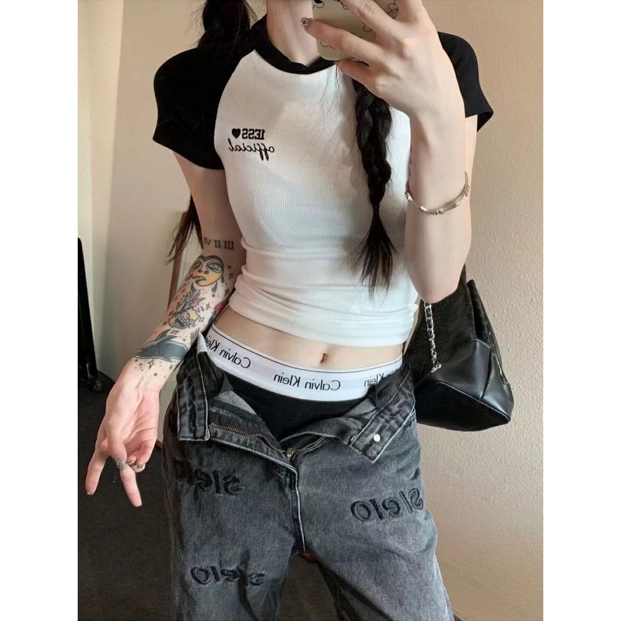 Áo Thun Ngắn Tay Thêu Họa Tiết Phong Cách Mỹ Thời Trang Cho Nữ