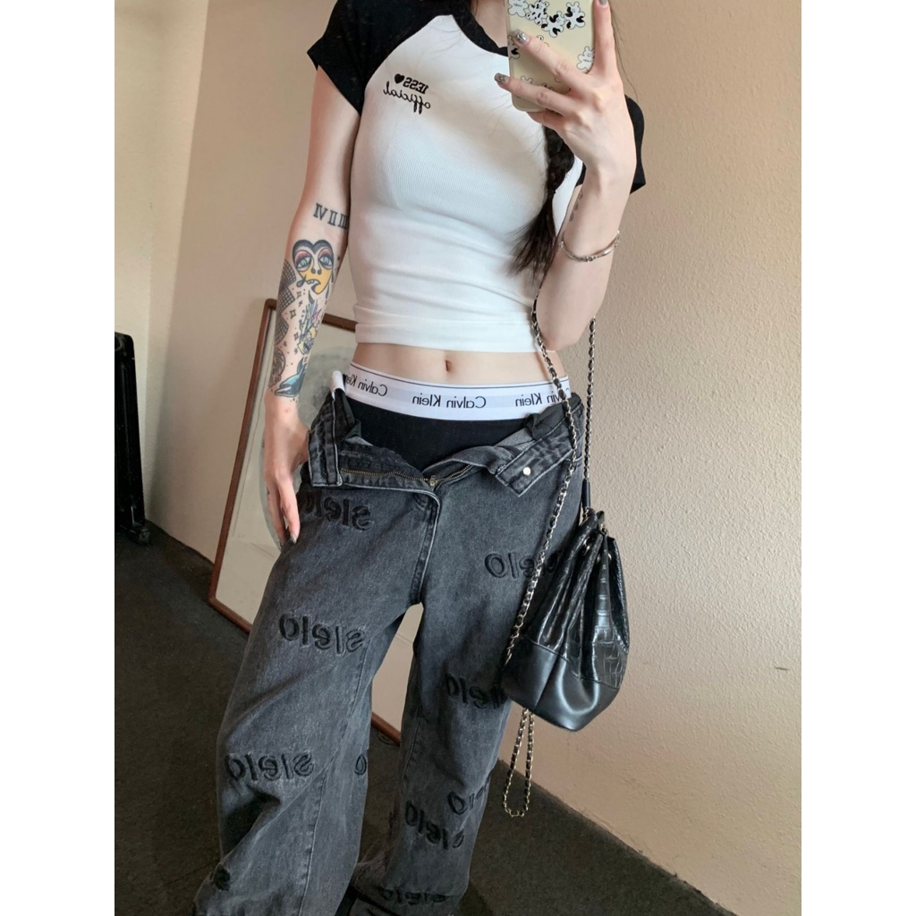 Áo Thun Ngắn Tay Thêu Họa Tiết Phong Cách Mỹ Thời Trang Cho Nữ