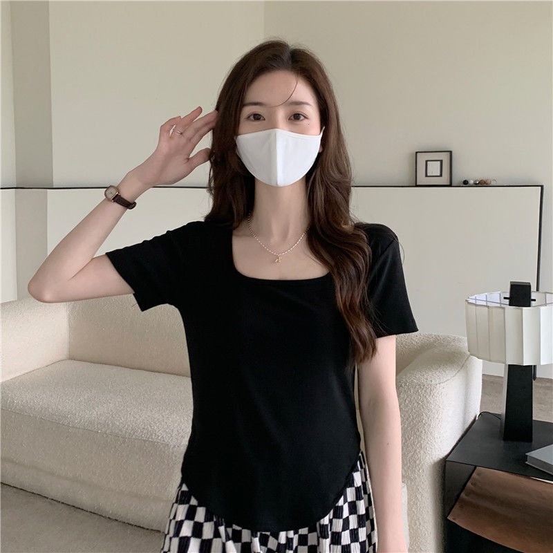 Áo Thun Tay Ngắn Dáng Ôm Phong Cách Hàn Quốc Thời Trang Mùa Hè Xinh Xắn Cho Nữ