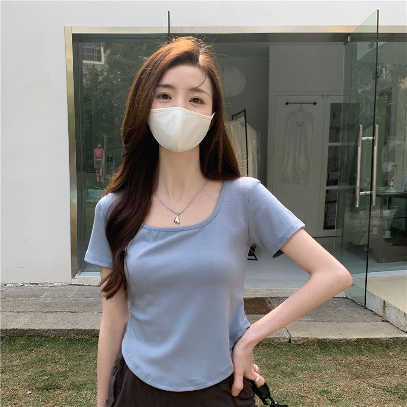 Áo Thun Tay Ngắn Dáng Ôm Phong Cách Hàn Quốc Thời Trang Mùa Hè Xinh Xắn Cho Nữ