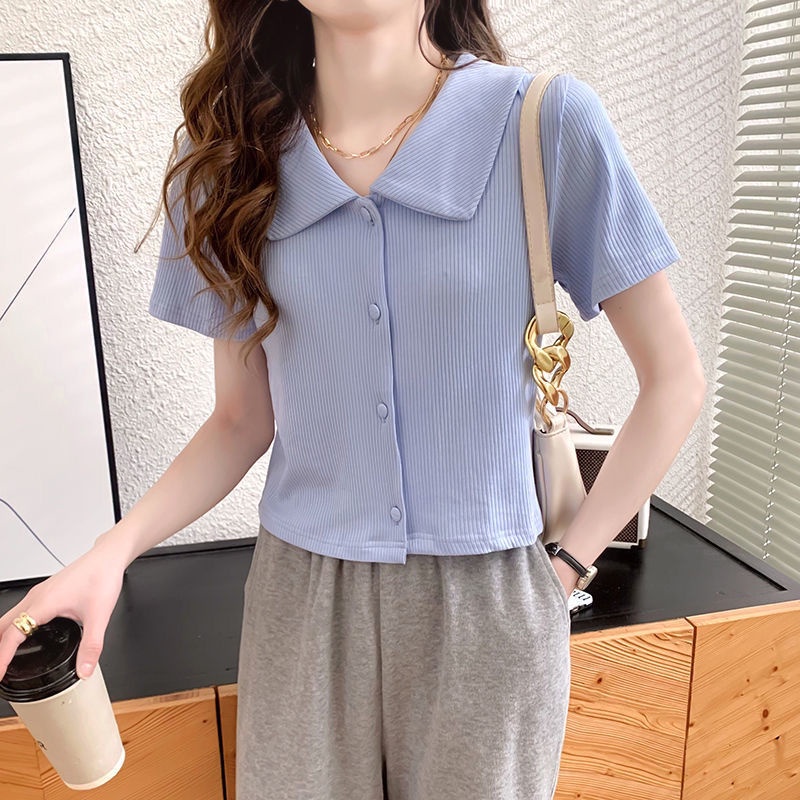 Áo Thun Lụa Ngắn Tay Phong Cách Hàn Quốc Thời Trang Mùa Hè Cho Nữ