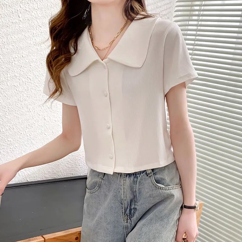 Áo Thun Lụa Ngắn Tay Phong Cách Hàn Quốc Thời Trang Mùa Hè Cho Nữ