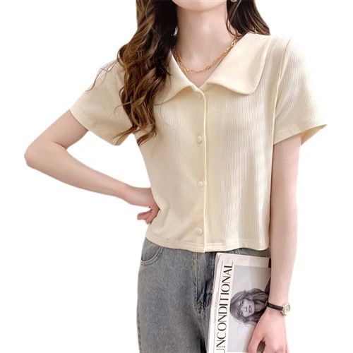 Áo Thun Lụa Ngắn Tay Phong Cách Hàn Quốc Thời Trang Mùa Hè Cho Nữ