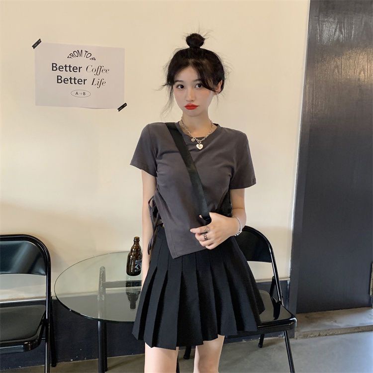 Áo Thun Tay Ngắn Phối Dây Rút Thời Trang Mùa Hè Cho Nữ