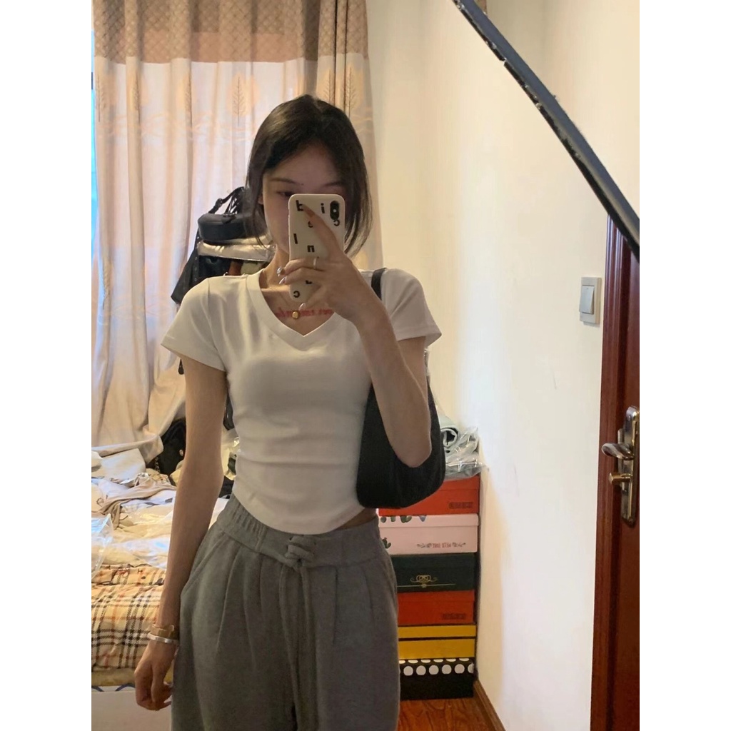 Áo Thun Tay Ngắn Cổ Chữ V Thời Trang Dành Cho Nữ