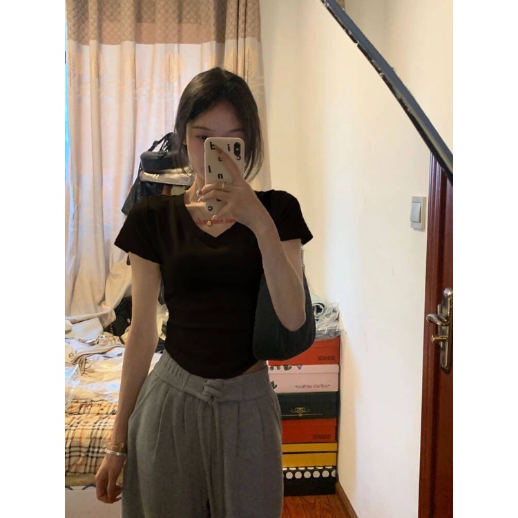 Áo Thun Tay Ngắn Cổ Chữ V Thời Trang Dành Cho Nữ