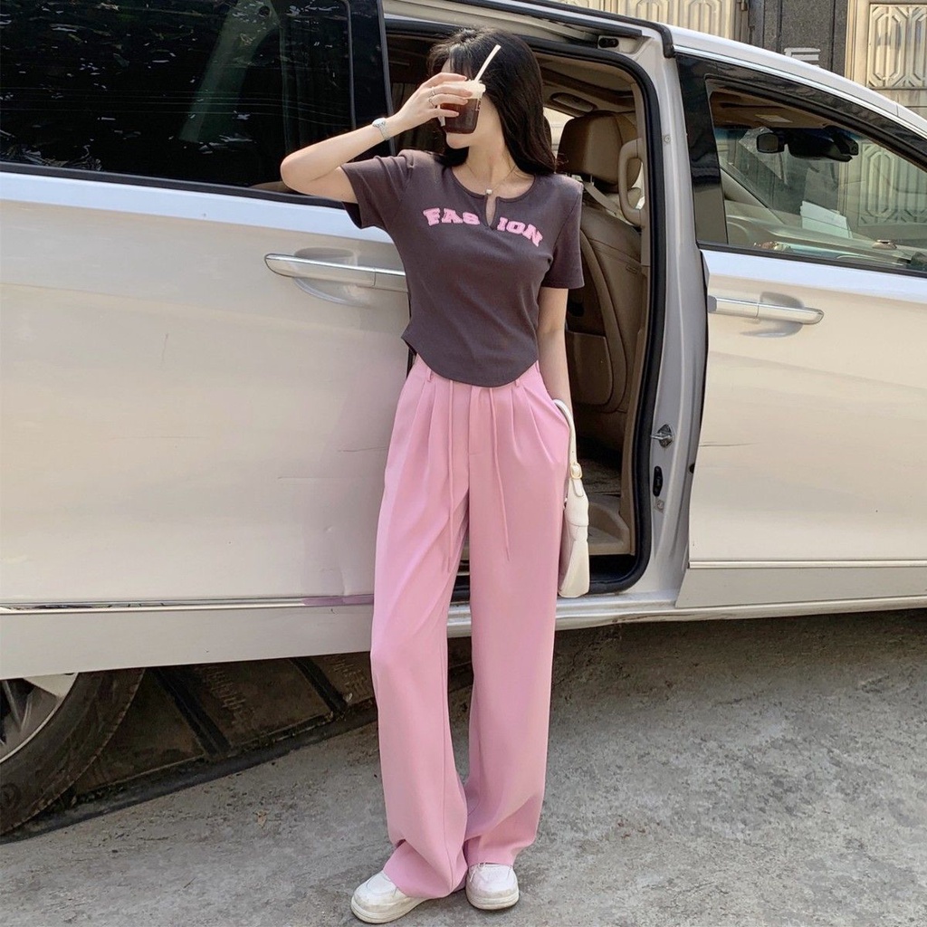 Áo Thun Ngắn Tay Cổ Chữ V In Họa Tiết Thời Trang Cho Nữ