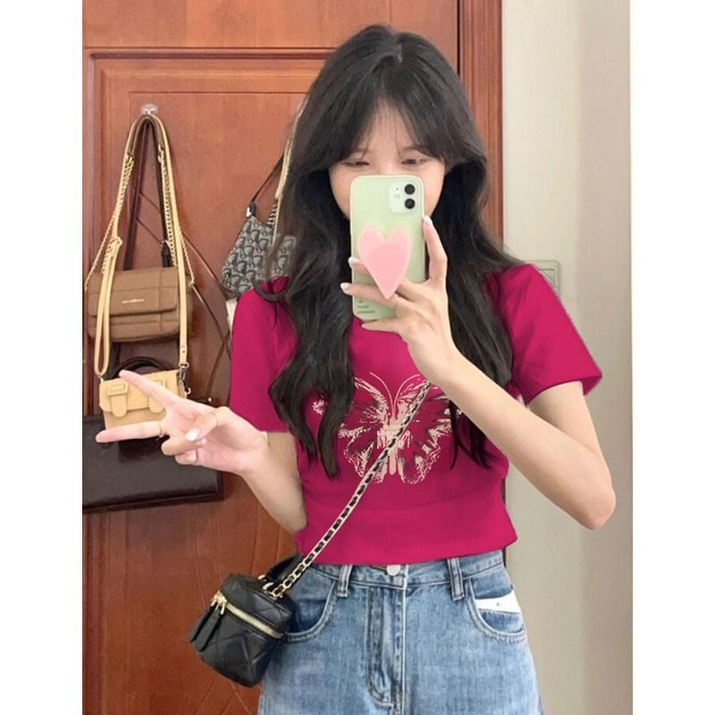 Áo Thun Cotton Ngắn Tay Dáng Ôm Thời Trang Mùa Hè Cho Nữ