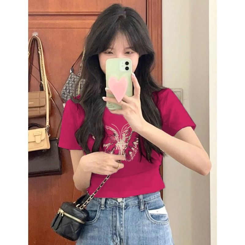 Áo Thun Cotton Ngắn Tay Dáng Ôm Thời Trang Mùa Hè Cho Nữ