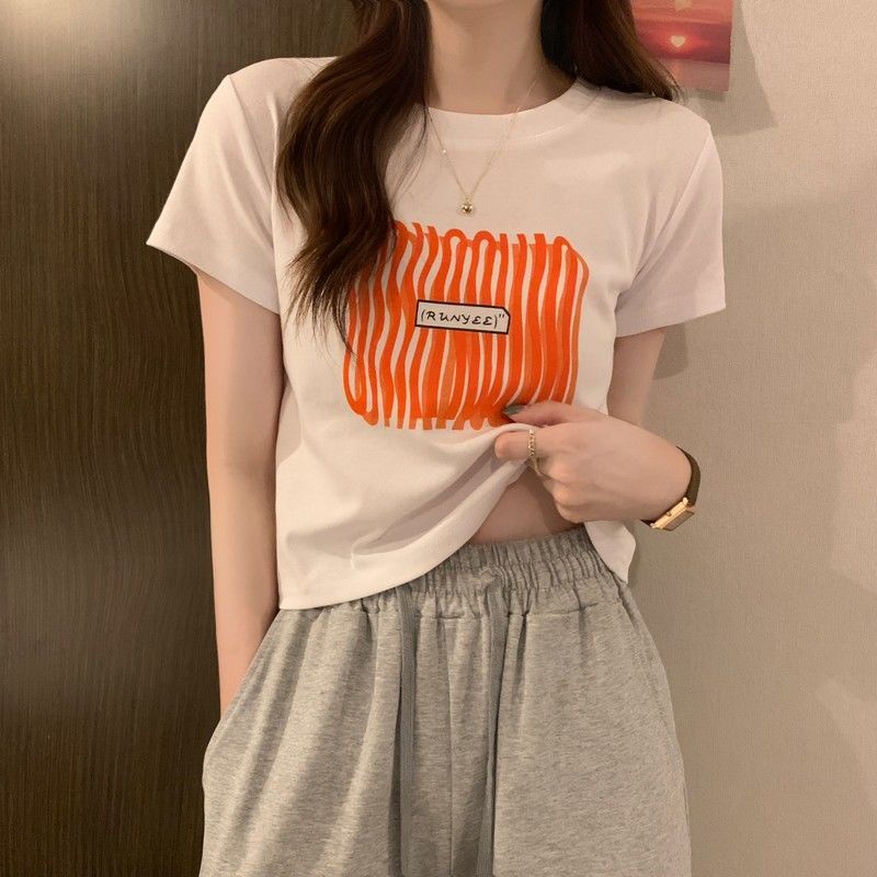 Áo Thun Cotton Ngắn Tay Dáng Ôm Phong Cách Hàn Quốc Thời Trang Mùa Hè Dành Cho Nữ