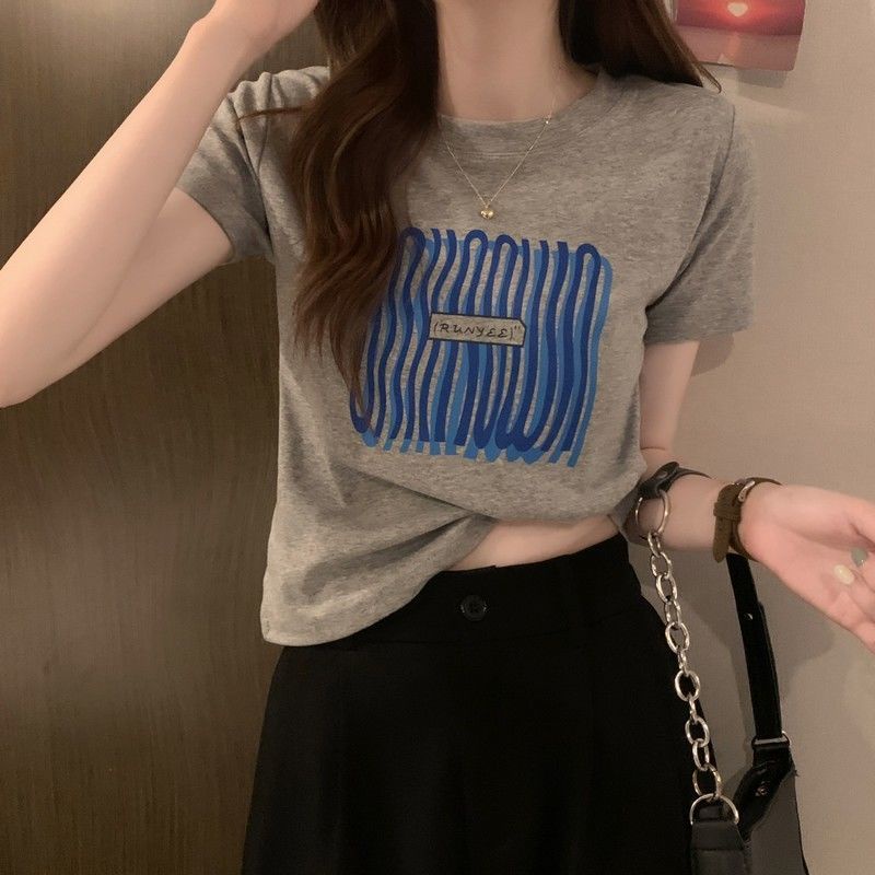 Áo Thun Cotton Ngắn Tay Dáng Ôm Phong Cách Hàn Quốc Thời Trang Mùa Hè Dành Cho Nữ