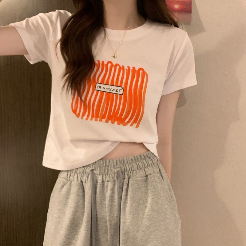 Áo Thun Cotton Ngắn Tay Dáng Ôm Phong Cách Hàn Quốc Thời Trang Mùa Hè Dành Cho Nữ