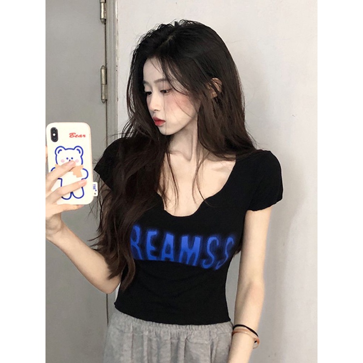 Áo Thun Ngắn Dáng Ôm In Họa Tiết Thời Trang Mùa Hè Thoải Mái Cho Nữ