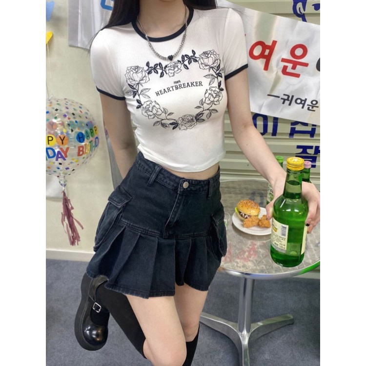 Áo Thun Ngắn Tay Ôm Dáng Phong Cách Âu Mỹ Thời Trang Cho Nữ