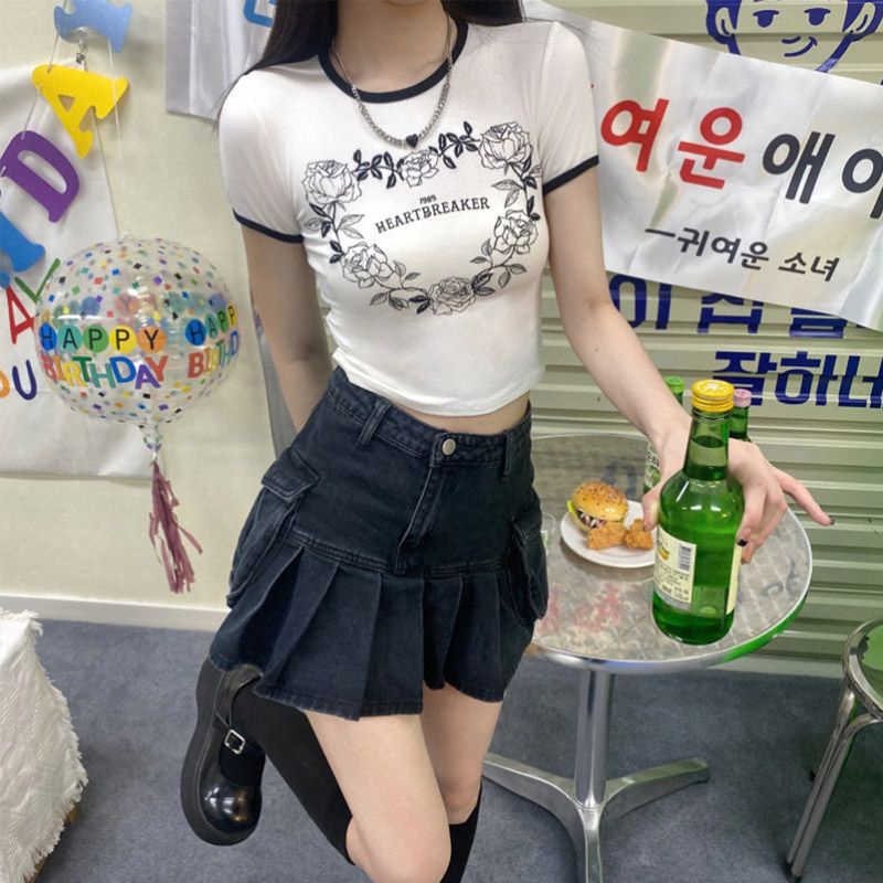 Áo Thun Ngắn Tay Ôm Dáng Phong Cách Âu Mỹ Thời Trang Cho Nữ